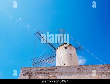 Moli des Comte, old windmill, Ciutadella, Menorca or Minorca, Balearic Islands, Spain Stock Photo