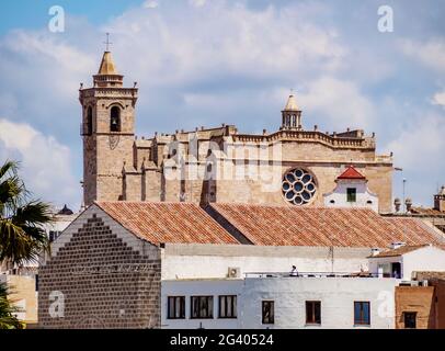 Cathedral in Ciutadella, Menorca or Minorca, Balearic Islands, Spain Stock Photo