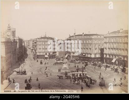 View of the Puerta del Sol and the Ministry of the Interior in Madrid; Madrid.- La Puerta del Sol con el Ministerio de la Gobernacion .. Part of travel album with pictures of sights in Spain and Morocco. Stock Photo
