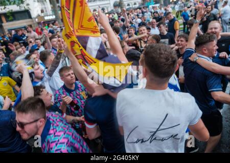 Scottish Fans & The Tartan Army came down to London to support their National Team against their match with England on Friday Stock Photo