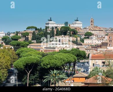 View on Rome from Orange Garden, Giardino degli Aranci on Aventine hill . Italy Stock Photo