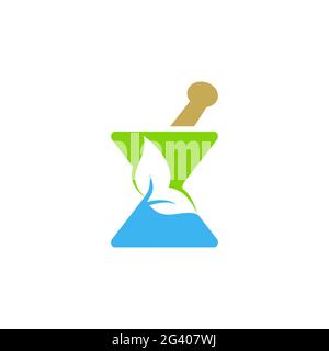 mortar pestle medical logo, medicine pharmacy logo symbol icon vector design illustration Stock Vector