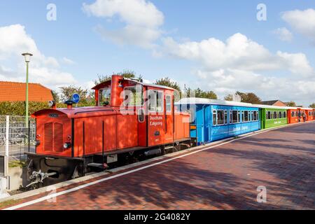 Langeoog island railway, narrow-gauge railway, lock, wagons, Langeoog, East Frisia, Lower Saxony, Germany Stock Photo