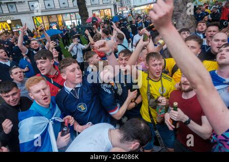 Scottish Fans & The Tartan Army came down to London to support their National Team against their match with England on Friday Stock Photo