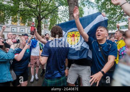 Scottish Fans & The Tartan Army came down to London to support their National Team against their match with England on Friday Stock Photo