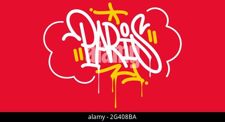 Flat Paris Abstract Hip Hop Urban Hand Written Graffiti Style Vector Illustration Calligraphy Art Stock Vector