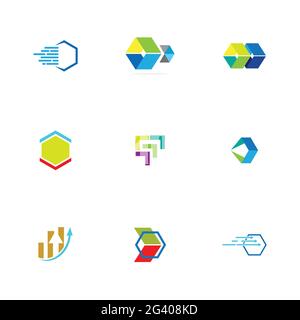 Finance technologi logo set illustration design template Stock Vector