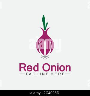 Red onion logo vector icon illustration design template Stock Vector