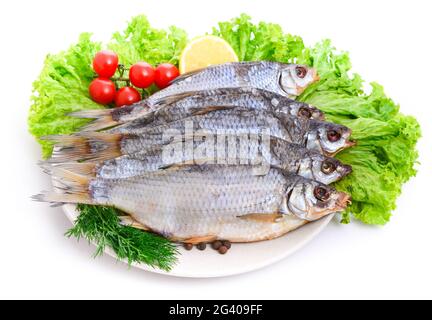 Dried bream on a plate Stock Photo