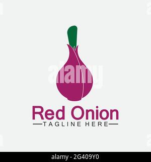 Red onion logo vector icon illustration design template Stock Vector