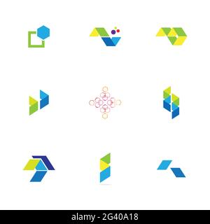Finance technologi logo set illustration design template Stock Vector