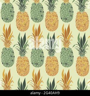 Vector seamless pattern with pineapples. Exotic fruit design. Stock Vector