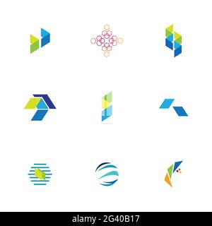 Finance technologi logo set illustration design template Stock Vector