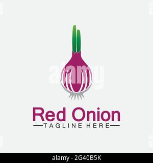 Red onion logo vector icon illustration design template Stock Vector