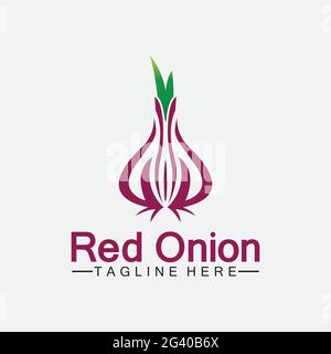 Red onion logo vector icon illustration design template Stock Vector