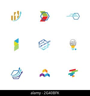 Finance technologi logo set illustration design template Stock Vector