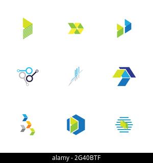 Finance technologi logo set illustration design template Stock Vector