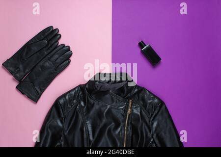 perfume on leather jacket