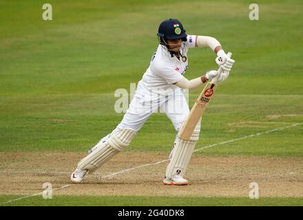 India's Shafali Verma in action during day three of the Women's International Test match at the Bristol County Ground. Picture date: Friday June 18, 2021. Stock Photo