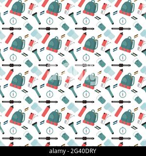 Turistic items seamless pattern vector illustration. Tourizm pattern Stock Vector