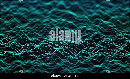 Neon waves of numerous abstract lines computer generated background. 3d rendering Stock Photo