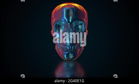 Iridescent human skull, computer generated. 3d rendering of abstract colorful background Stock Photo