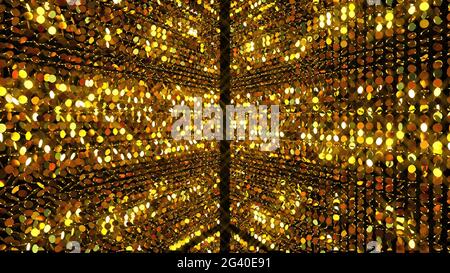 Gold background from many glittering coins, computer generated. 3d rendering luxurious symmetry Stock Photo