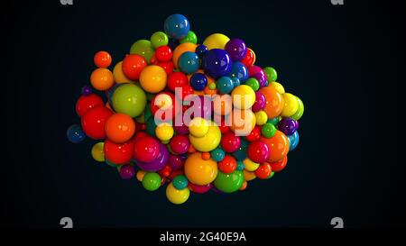 Random multicolored spheres. Computer generated abstract form of large and small balls. 3d rendering background Stock Photo
