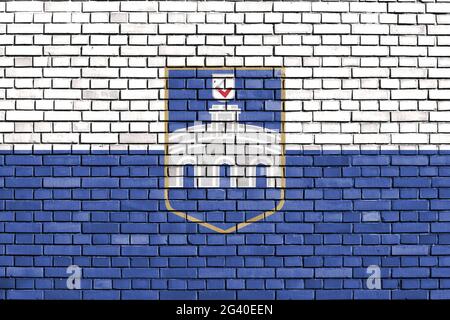 Flag of Osijek painted on brick wall Stock Photo