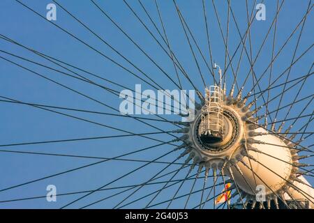 LONDON - DECEMBER 20 : Close-up of the spokes holding the London Eye wheel in place in London on December 20, 2007 Stock Photo