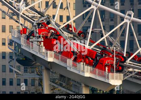 LONDON - DECEMBER 20 : Close-up of the motor that drives the London Eye in London on December 20, 2007 Stock Photo