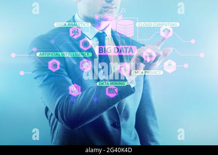 Big data concept with businessman pressing virtual button Stock Photo
