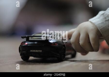 collection of small toy cars close up Stock Photo