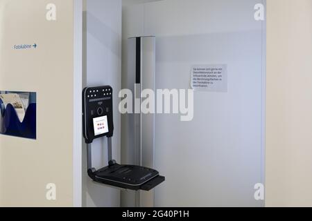 Photo booth in the town hall, photo booth for creating passport photos, Monheim am Rhein, Germany Stock Photo