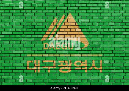 Flag of Daegu painted on brick wall Stock Photo