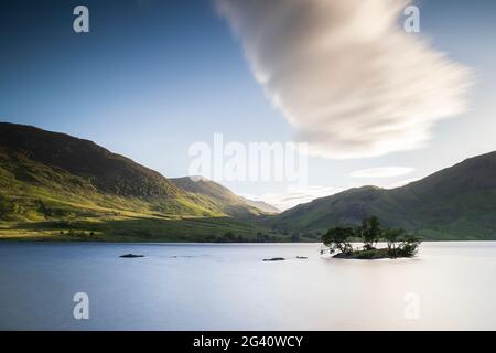 Buttermere, Cumbria, England. 15 June 2021. A long exposure photograph looking over Crummock Water in Cumbria. Stock Photo