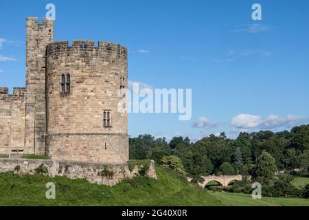 View of the Castle in Alnwick Stock Photo