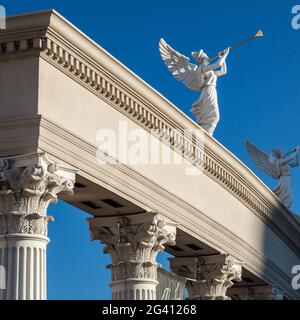 LAs VEGAS, NEVADA/USA - AUGUST 1 ; View at sunrise of Angels playing golden bugles in Las Vegas Nevada on August 1, 2011 Stock Photo