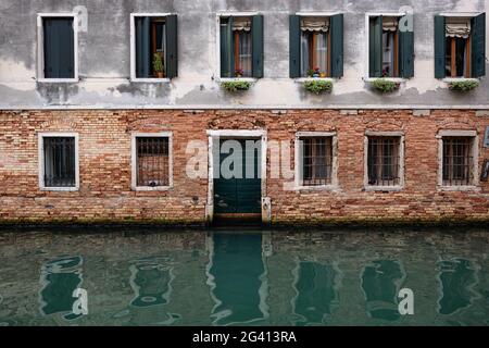 View of a facade on a canal in Cannaregio, Venice, Veneto, Italy, Europe Stock Photo