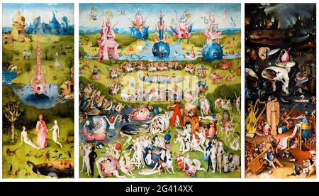 The Garden of Earthly Delights, a triptych by Hieronymus Bosch (c.1450-1516), oil on oak panel, 1490-1500 Stock Photo