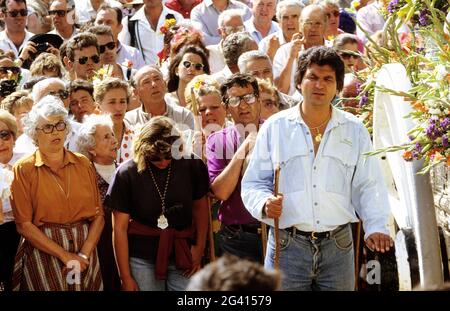 SPAIN, ANDALUSIA, EVERY YEAR, FOR 3 MILLIONS PEOPLE AT WHIT SUNDAY, THE EL ROCIO PILGRIMAGE IS THE MOST POPULAR OF THE COUNTRY Stock Photo