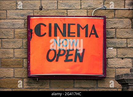 Cinema now open sign Stock Photo