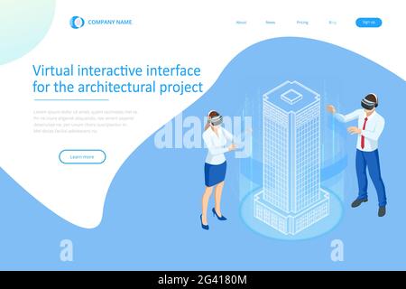 Isometric Construction Project Management, Architectural Project Planning, Development and Approval Web Banner or Landing Page. Scheme of House Stock Vector