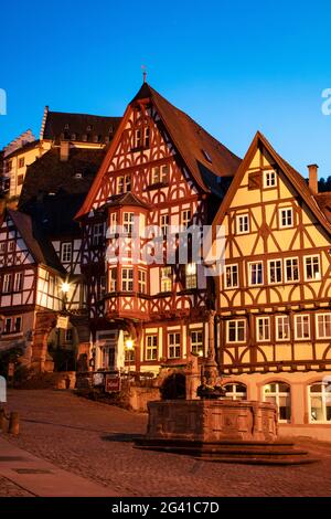 Facade of half-timbered house with doors, cellar door, Rathausgäßchen,  Michelstadt, Hesse, Odenwald, Germany, Europe Stock Photo - Alamy