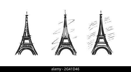 Eiffel Tower symbol. Paris, France emblem. Vector illustration Stock Vector