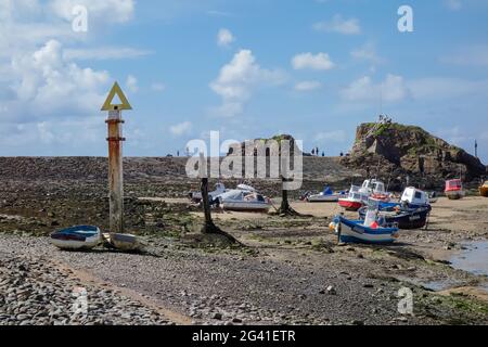 Boats in Bude Harbour Stock Photo