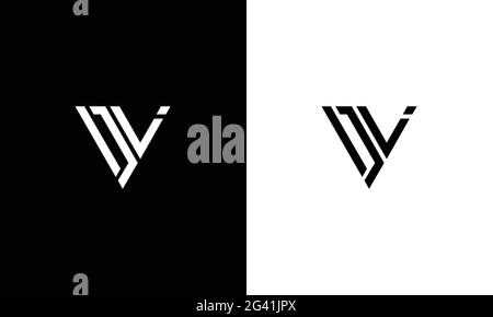 Professional elegant trendy awesome artistic black and white color DV, DJ initial based Alphabet icon logo. Stock Vector
