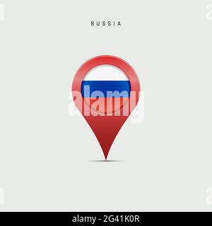 Russia Map 3D in Russian Flag. Russian Federation Vector Map and