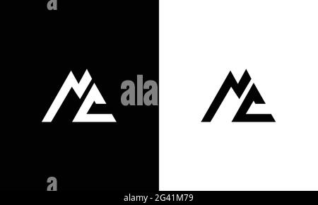 Creative trendy stylish black and white color MC initial based letter icon logo Stock Vector