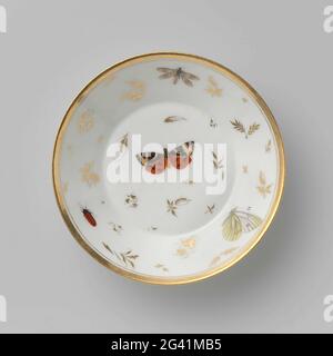Dish, decorated with insects. Dish of porcelain, part of a tea set ...